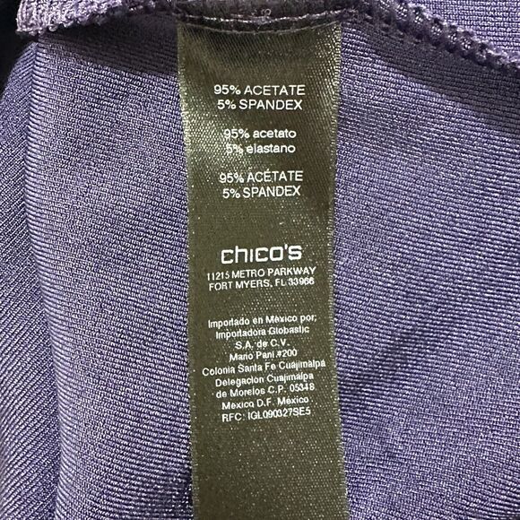 Chico's 0 Women's Small V-Neck Cold Shoulder Purple Long Sleeve Acetate Blouse - Picture 4 of 12